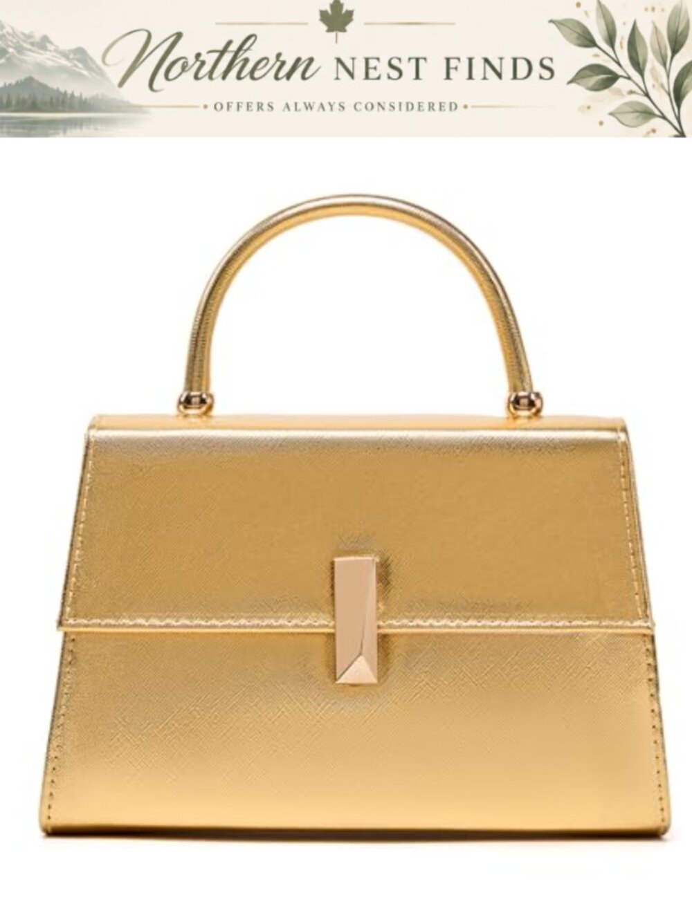 PU Leather Evening Clutch Top-Handle Handbag